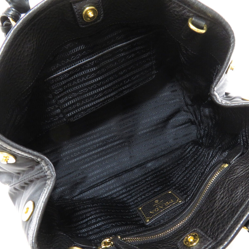 Prada Tessuto Vitello Daino leather tote Shoulder bag Black - Picture 5 of 11